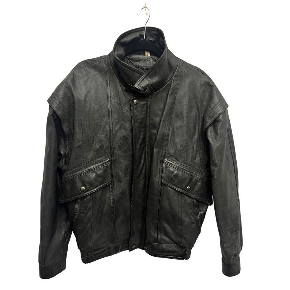 Men's Black Leather Jacket - Classic Biker Style